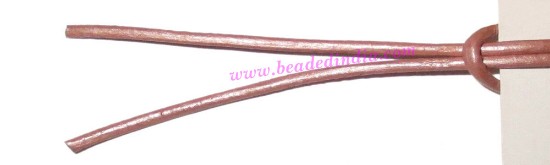 Picture of Leather Cords 1.0mm (one mm) round, metallic color - faded pink.