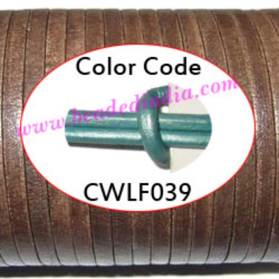 Picture of Leather Cords 2.0mm flat, metallic color - mint green.