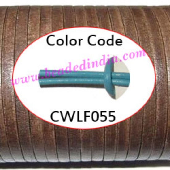 Picture of Leather Cords 2.5mm flat, regular color - light turquoise.