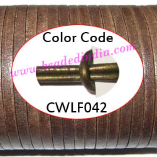 Picture of Leather Cords 3.0mm flat, metallic color - dark green.