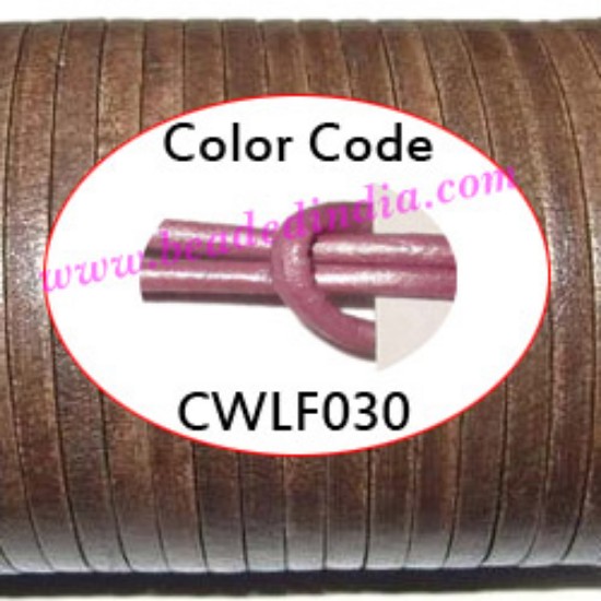 Picture of Leather Cords 5.0mm flat, metallic color - magenta.