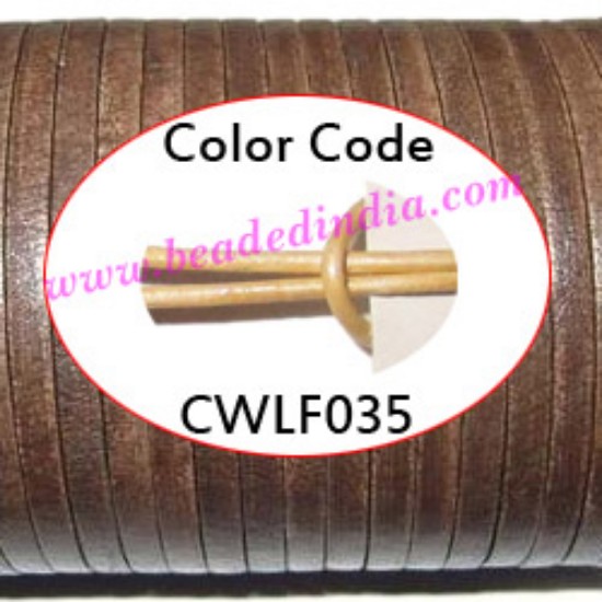 Picture of Leather Cords 5.0mm flat, metallic color - pale yellow.