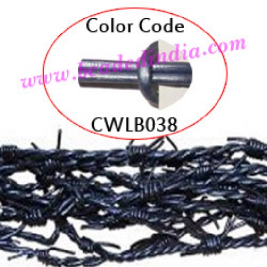Picture of Barb Wire Leather Cords 1.0mm round, metallic color - power blue.