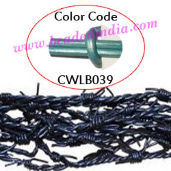 Picture of Barb Wire Leather Cords 1.0mm round, metallic color - mint green.