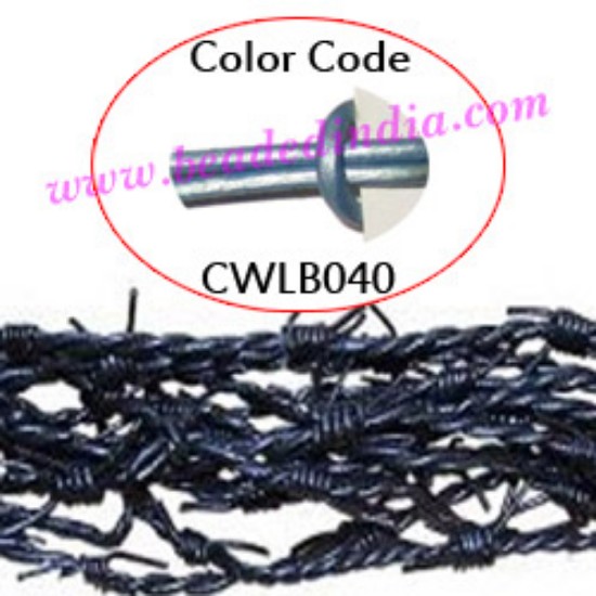 Picture of Barb Wire Leather Cords 1.0mm round, metallic color - ice blue.
