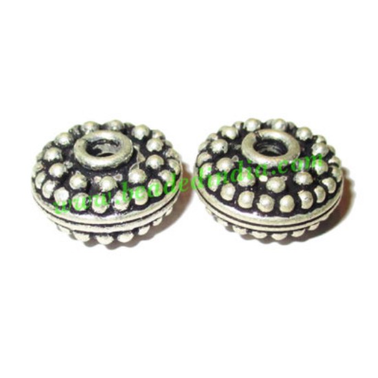 Picture of Silver Plated Fancy Beads, size: 7.5x14mm, weight: 3.87 grams.