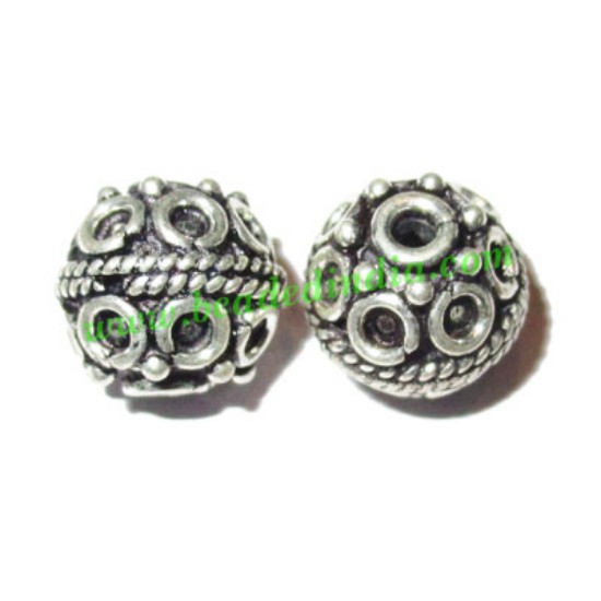 Picture of Silver Plated Fancy Beads, size: 10.5x9.5mm, weight: 2 grams.