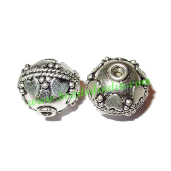 Picture of Silver Plated Fancy Beads, size: 14x14.5mm, weight: 3.77 grams.