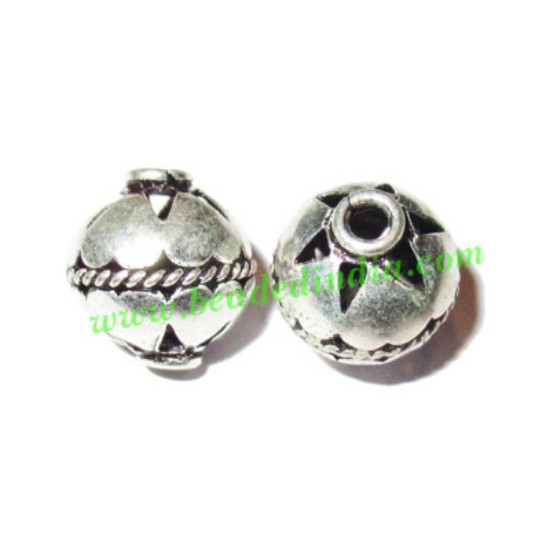 Picture of Silver Plated Fancy Beads, size: 11x10.5mm, weight: 1.06 grams.