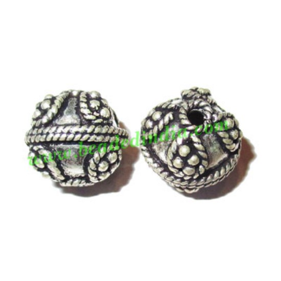 Picture of Silver Plated Fancy Beads, size: 11.5x12.5mm, weight: 2.71 grams.