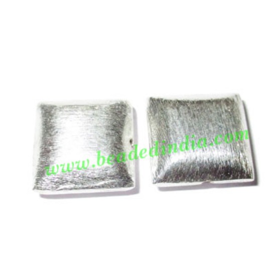 Picture of Silver Plated Brushed Beads, size: 14x14x6.5mm, weight: 2.51 grams.