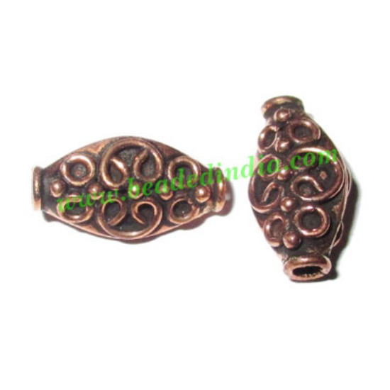 Picture of Copper Metal Beads, size: 17x9x8mm, weight: 1.97 grams.