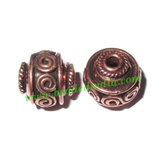Picture of Copper Metal Beads, size: 11.5x12mm, weight: 2.87 grams.