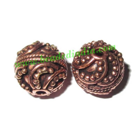 Picture of Copper Metal Beads, size: 12.5x12.5mm, weight: 3.69 grams.