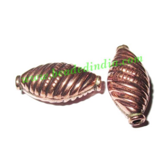 Picture of Copper Metal Beads, size: 23x11x10mm, weight: 2.04 grams.