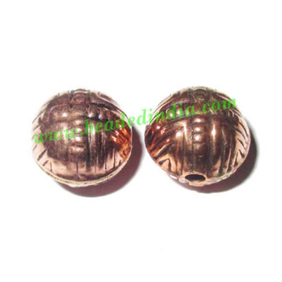 Picture of Copper Metal Beads, size: 10.5x10.5mm, weight: 1.08 grams.