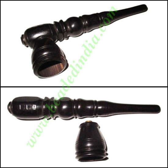 Picture of Handmade real ebony wood smoking pipe, size : 5 inch pipe