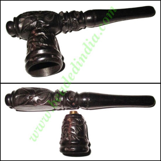 Picture of Handmade real ebony wood smoking pipe, size : 5 inch pipe