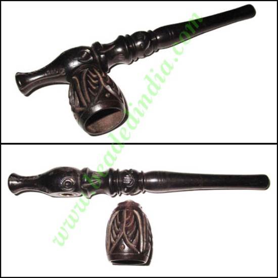 Picture of Handmade real ebony wood smoking pipe, size : 6 inch pipe