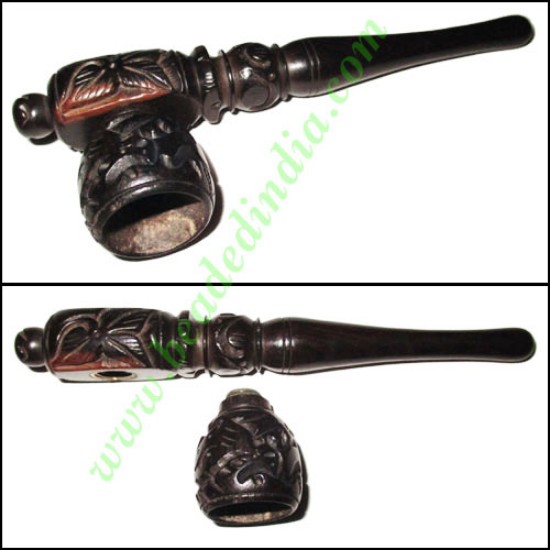 Picture of Handmade real ebony wood smoking pipe, size : 5 inch pipe