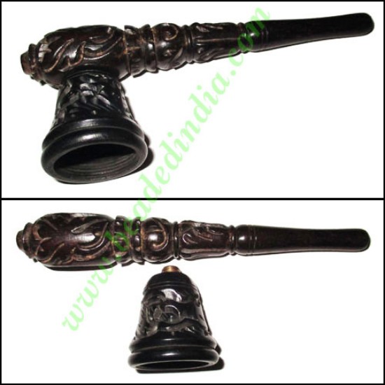Picture of Handmade real ebony wood smoking pipe, size : 5 inch pipe