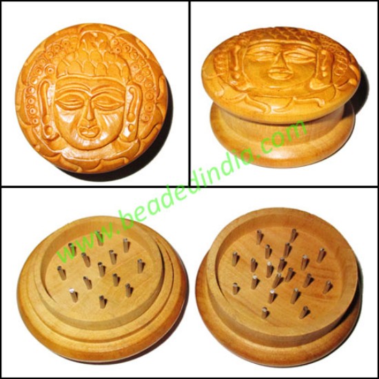 Picture of Handmade wooden smoking herb grinder, size : 32x54mm