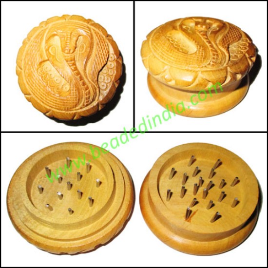 Picture of Handmade wooden smoking herb grinder, size : 30x55mm