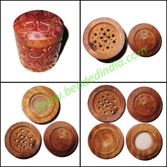 Picture of Handmade wooden smoking herb four layer grinder, size : 63x54mm
