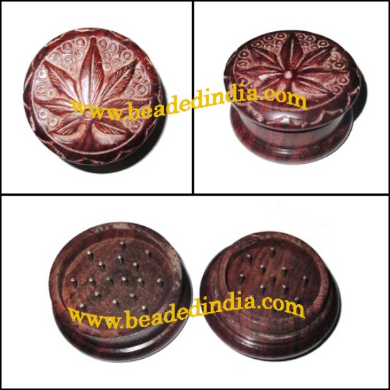 Picture of Handmade wooden smoking herb four layer grinder, size : 31x52mm