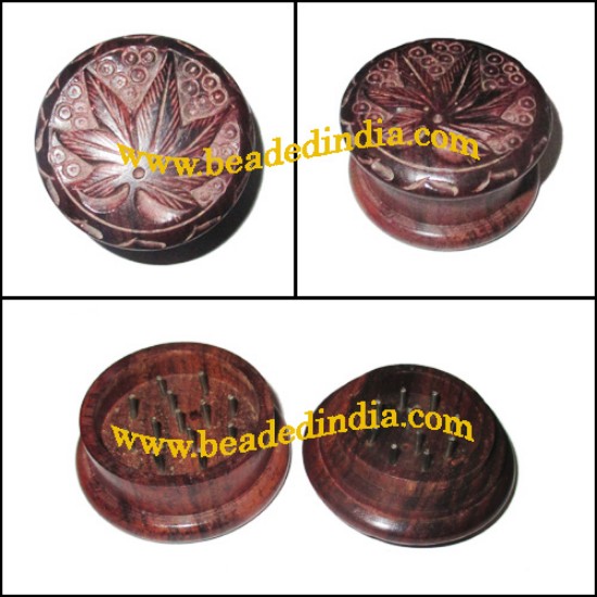 Picture of Handmade wooden smoking herb four layer grinder, size : 25x45mm