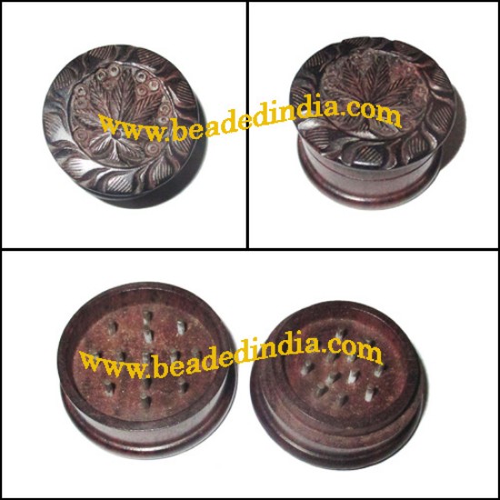 Picture of Handmade wooden smoking herb four layer grinder, size : 19x34mm