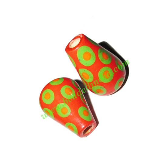Picture of Wooden Painted Beads, Fancy Design Hand-painted beads, size 20x33mm, weight approx 4.3 grams