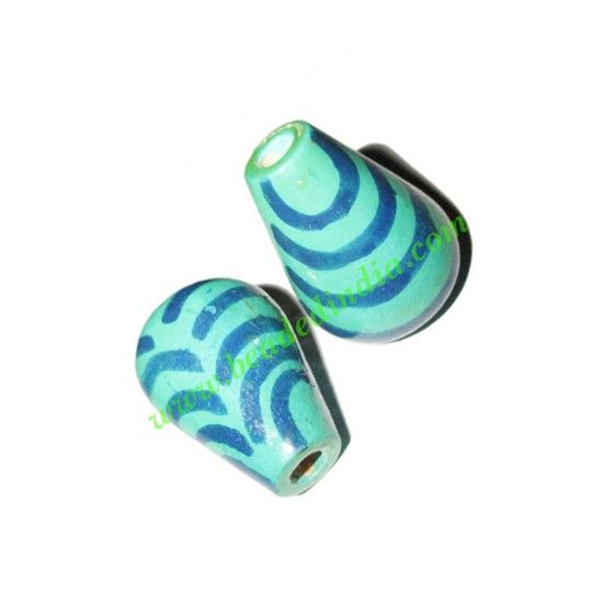 Picture of Wooden Painted Beads, Fancy Design Hand-painted beads, size 20x33mm, weight approx 4.3 grams