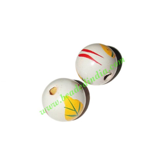 Picture of Wooden Painted Beads, Fancy Design Hand-painted beads, size 16mm, weight approx 1.65 grams