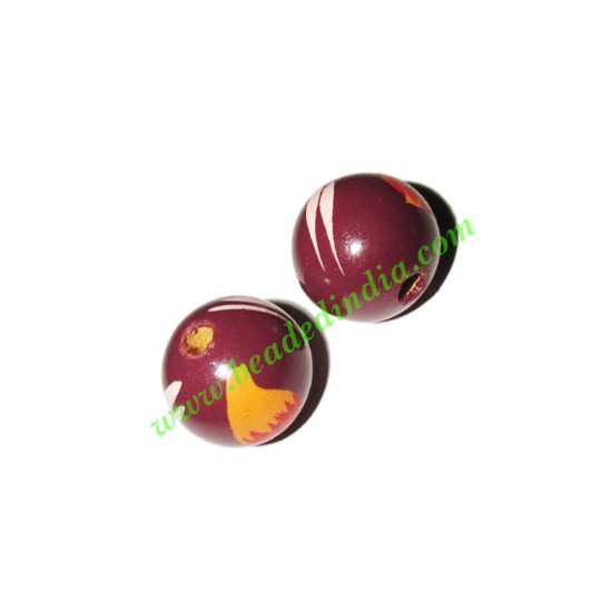 Picture of Wooden Painted Beads, Fancy Design Hand-painted beads, size 17mm, weight approx 1.7 grams