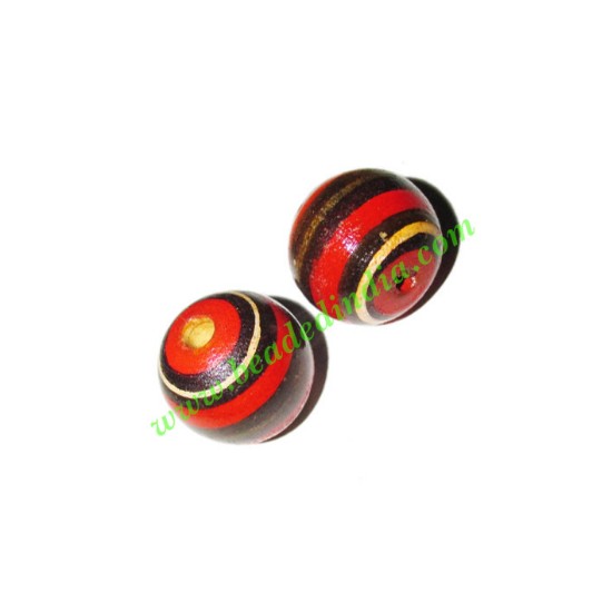 Picture of Wooden Painted Beads, Fancy Design Hand-painted beads, size 15mm, weight approx 1.4 grams