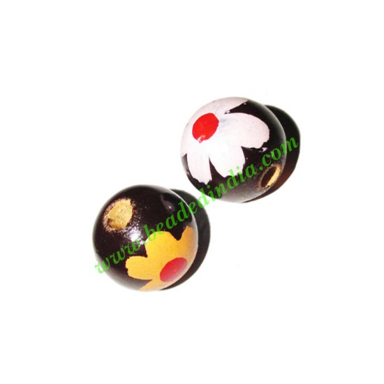 Picture of Wooden Painted Beads, Fancy Design Hand-painted beads, size 16mm, weight approx 1.65 grams