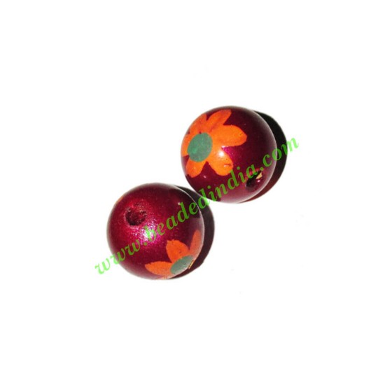 Picture of Wooden Painted Beads, Fancy Design Hand-painted beads, size 17mm, weight approx 1.7 grams