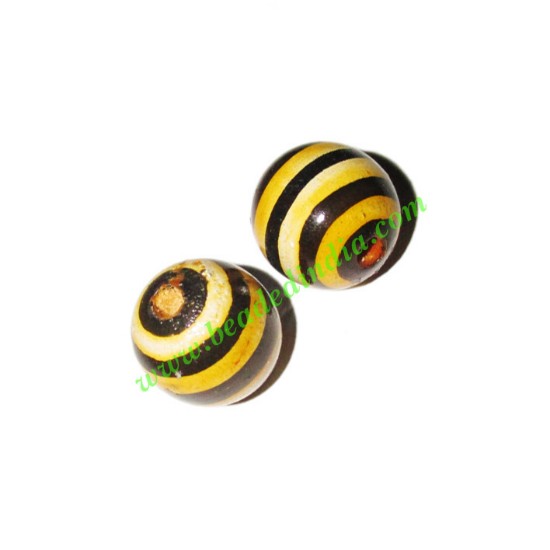 Picture of Wooden Painted Beads, Fancy Design Hand-painted beads, size 15mm, weight approx 1.4 grams