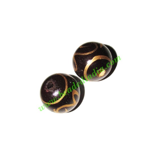 Picture of Wooden Painted Beads, Fancy Design Hand-painted beads, size 17mm, weight approx 1.7 grams