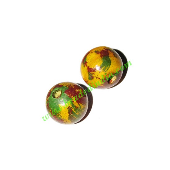 Picture of Wooden Painted Beads, Fancy Design Hand-painted beads, size 15mm, weight approx 1.4 grams