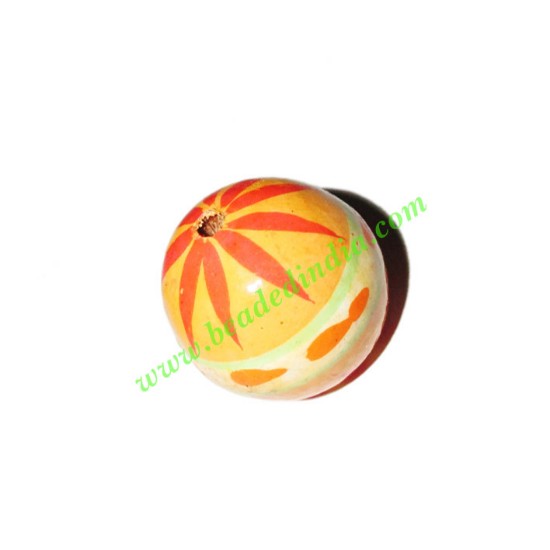 Picture of Wooden Painted Beads, Fancy Design Hand-painted beads, size 20mm, weight approx 2.95 grams