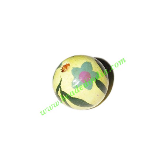 Picture of Wooden Painted Beads, Fancy Design Hand-painted beads, size 16mm, weight approx 1.4 grams