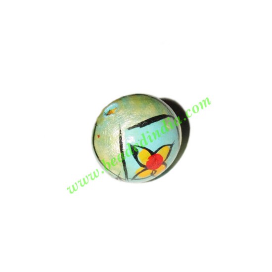 Picture of Wooden Painted Beads, Fancy Design Hand-painted beads, size 15mm, weight approx 1.3 grams