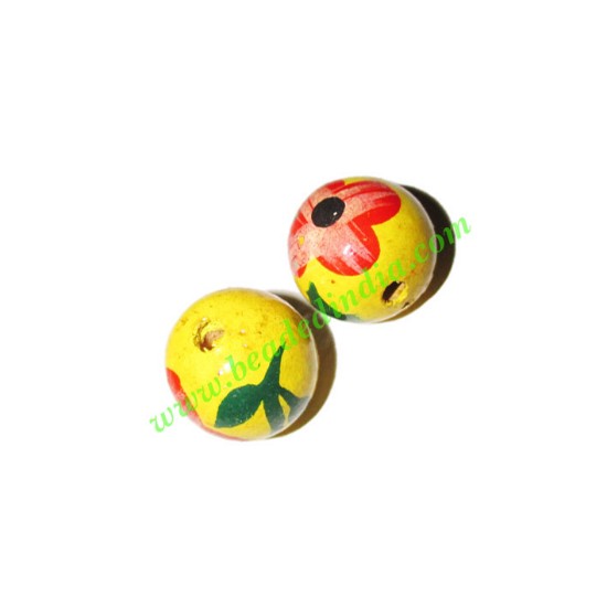 Picture of Wooden Painted Beads, Fancy Design Hand-painted beads, size 16mm, weight approx 1.4 grams