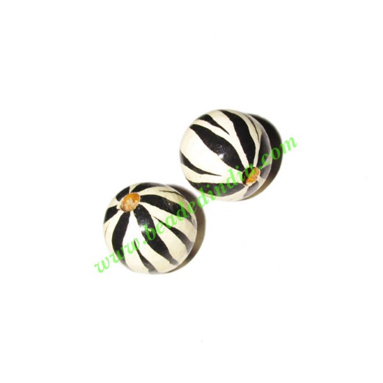 Picture of Wooden Painted Beads, Fancy Design Hand-painted beads, size 16mm, weight approx 1.4 grams