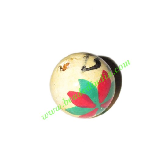 Picture of Wooden Painted Beads, Fancy Design Hand-painted beads, size 17mm, weight approx 1.9 grams