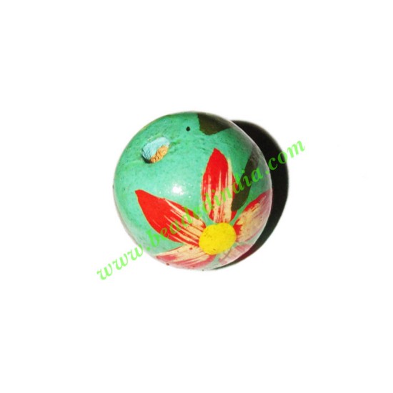 Picture of Wooden Painted Beads, Fancy Design Hand-painted beads, size 17mm, weight approx 1.9 grams