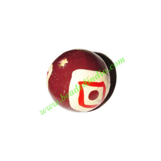 Picture of Wooden Painted Beads, Fancy Design Hand-painted beads, size 18mm, weight approx 2.4 grams