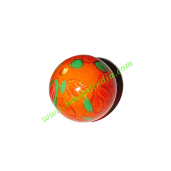 Picture of Wooden Painted Beads, Fancy Design Hand-painted beads, size 26mm, weight approx 7.05 grams